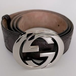 Authentic Gucci Men’s Signature GG Leather Belt. Size 42